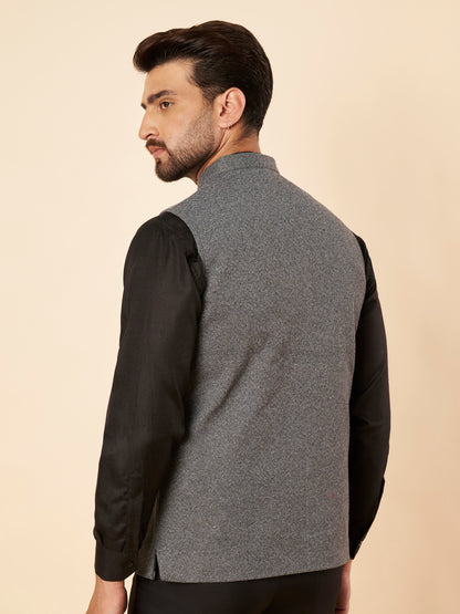 Men's Tweed Nehru Jacket | Grey