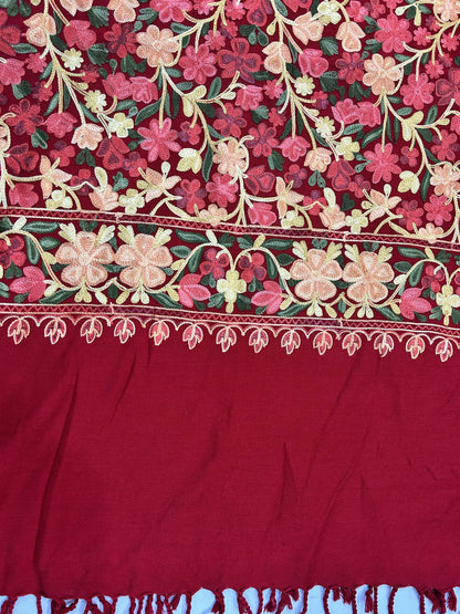 Kashmiri Aari Embroidery Woollen Stole for Women | Red - view 4