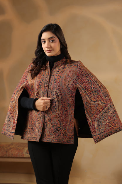 Women's Royal Designer Paisley Weave Jacket Cape | Multicolour