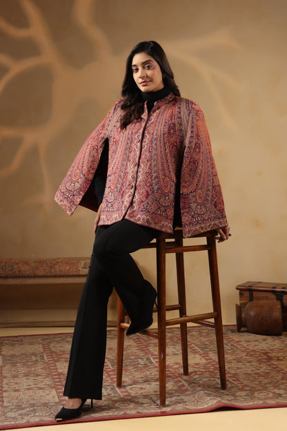 Women's Royal Designer Paisley Weave Cape Jacket | Multicolour