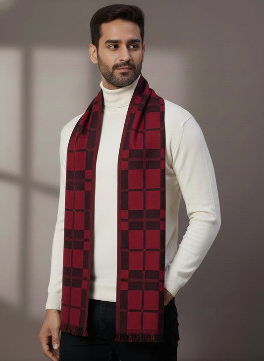 Soft Woollen Muffler for Men | Red Neck Scarf