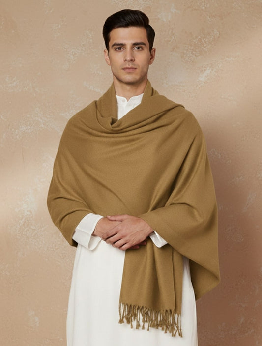 Men Lightweight Solid Color Warm Stole | Beige