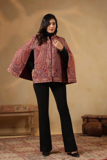 Women's Royal Designer Paisley Weave Cape Jacket | Multicolour