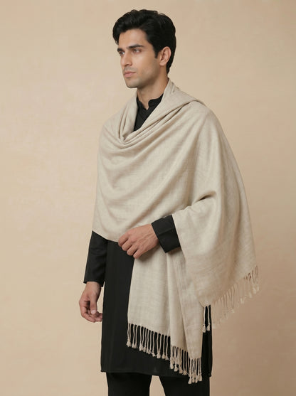 Men Lightweight Solid Color Warm Stole | Light Grey - view 2