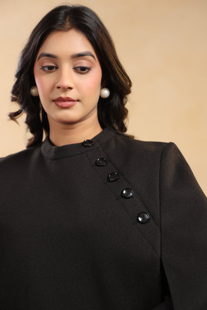 Women's Tweed Luxury Cape Jacket Shrug | Black