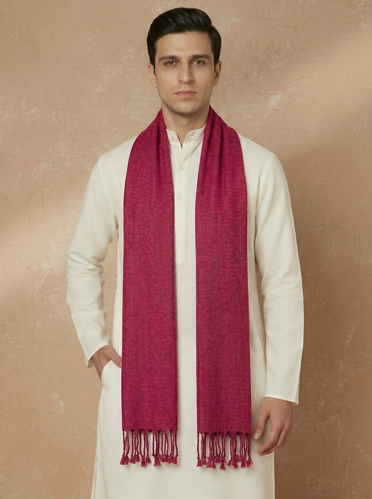 Men Lightweight Solid Color Warm Stole | Rose