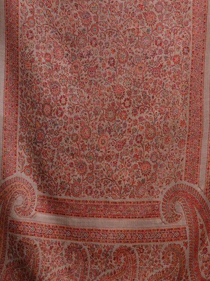 Kashmiri Kani Stole for Men in Floral Weaving | Brown - view 6