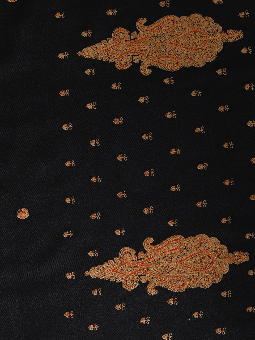 Fine Embroidery Paper Mache Kashmiri Wool Shawl for Men | Black - view 5