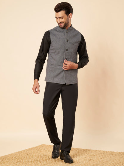 Men's Tweed Nehru Jacket | Grey