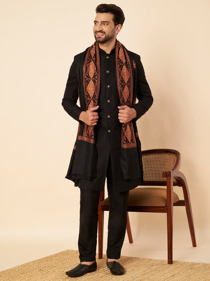 Pure Wool Shawl with Royal Motifs Sozni Embroidery - view 3