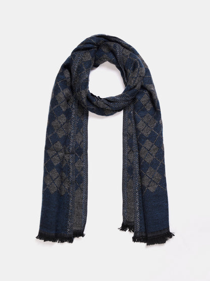Soft Woollen Muffler for Women | Blue Grey Check Scarf