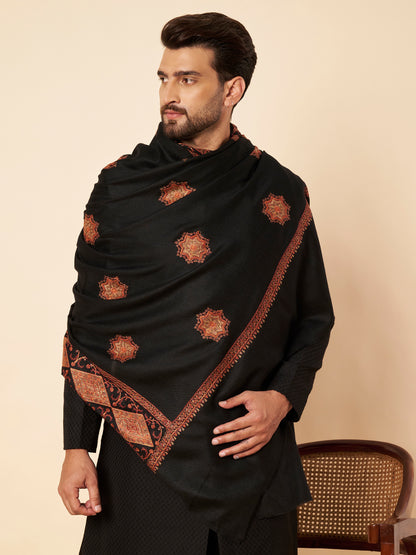 Pure Wool Shawl with Royal Motifs Sozni Embroidery - view 2