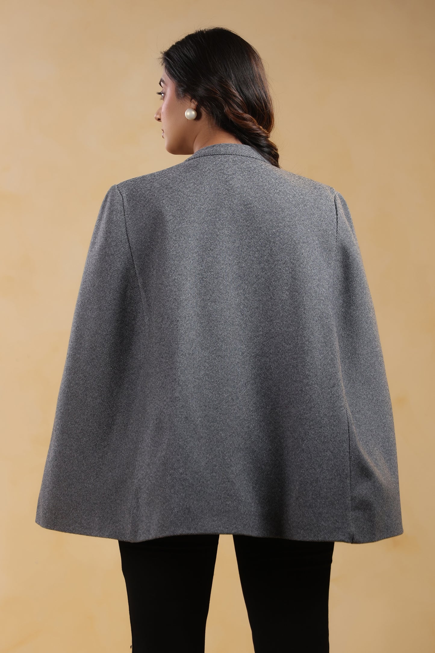 Women's Tweed Luxury Cape Jacket Shrug | Grey