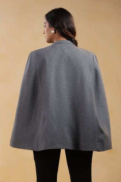 Women's Tweed Luxury Cape Jacket Shrug | Grey