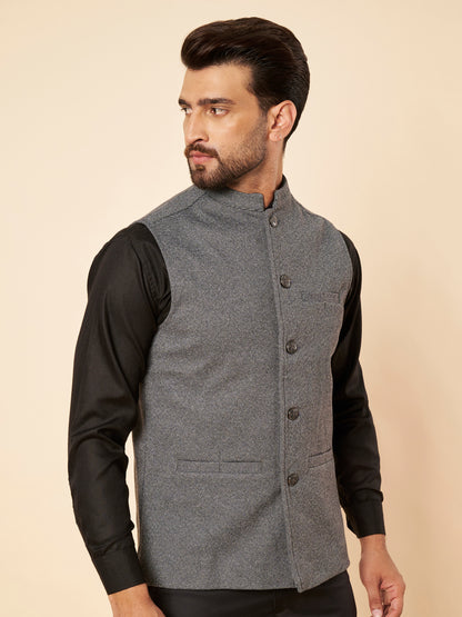 Men's Tweed Nehru Jacket | Grey