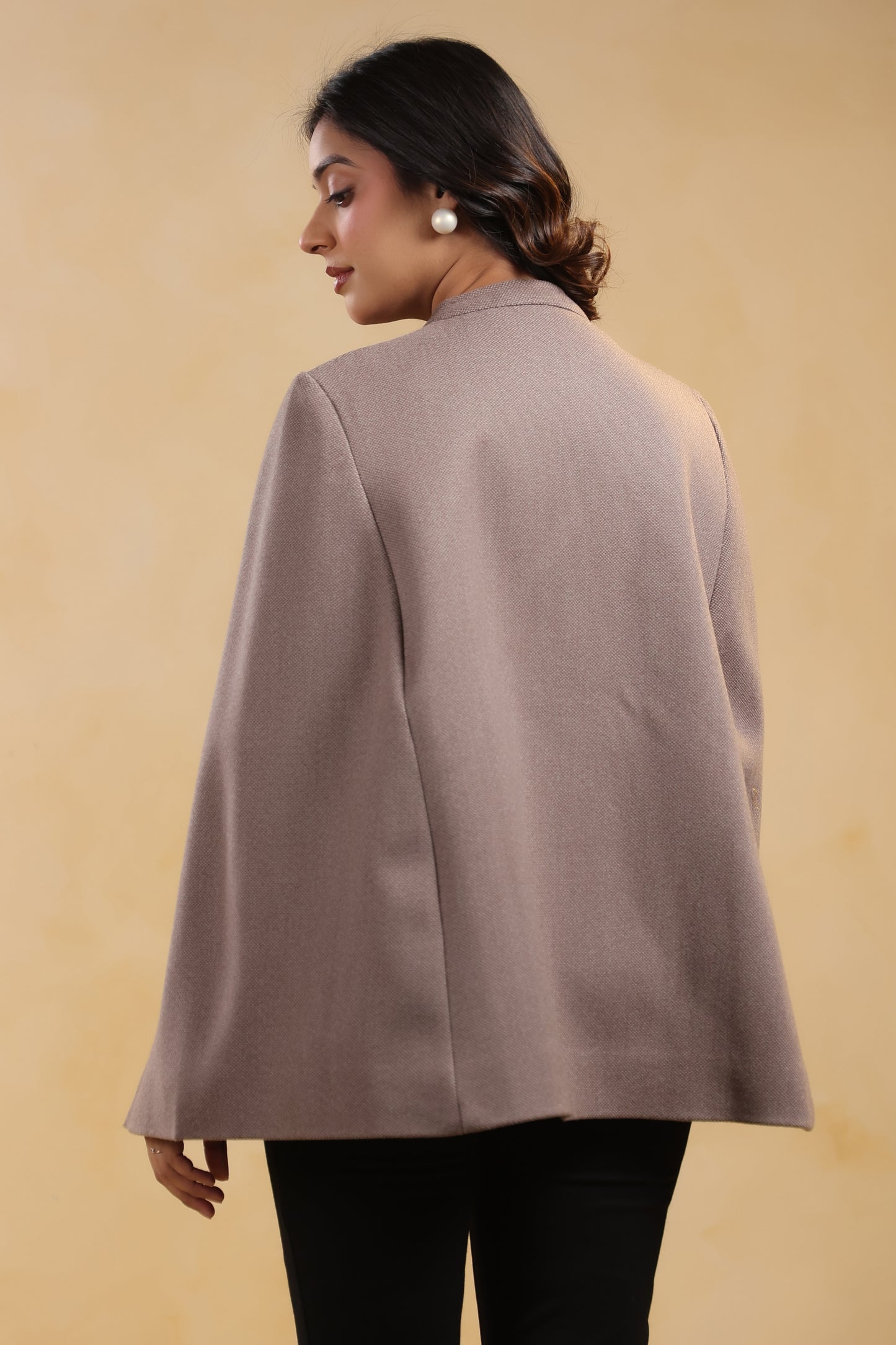 Women's Tweed Luxury Cape Jacket Shrug | Brown