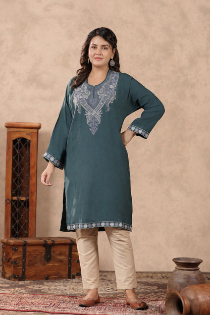 Floral Zari Embroidery Kashmiri Pheran | Grey