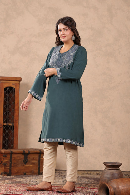 Floral Zari Embroidery Kashmiri Pheran | Grey - view 3