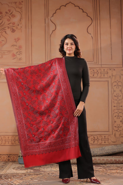 Kani Chinar Zari Woven Stole for Women | Red - image 1