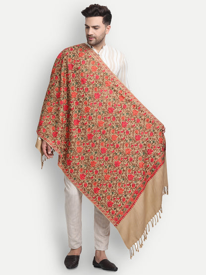 Punjabi Stole with Kashmiri Aari Jaal Embroidery | Brown