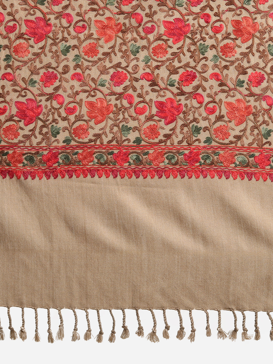Punjabi Stole with Kashmiri Aari Jaal Embroidery | Brown