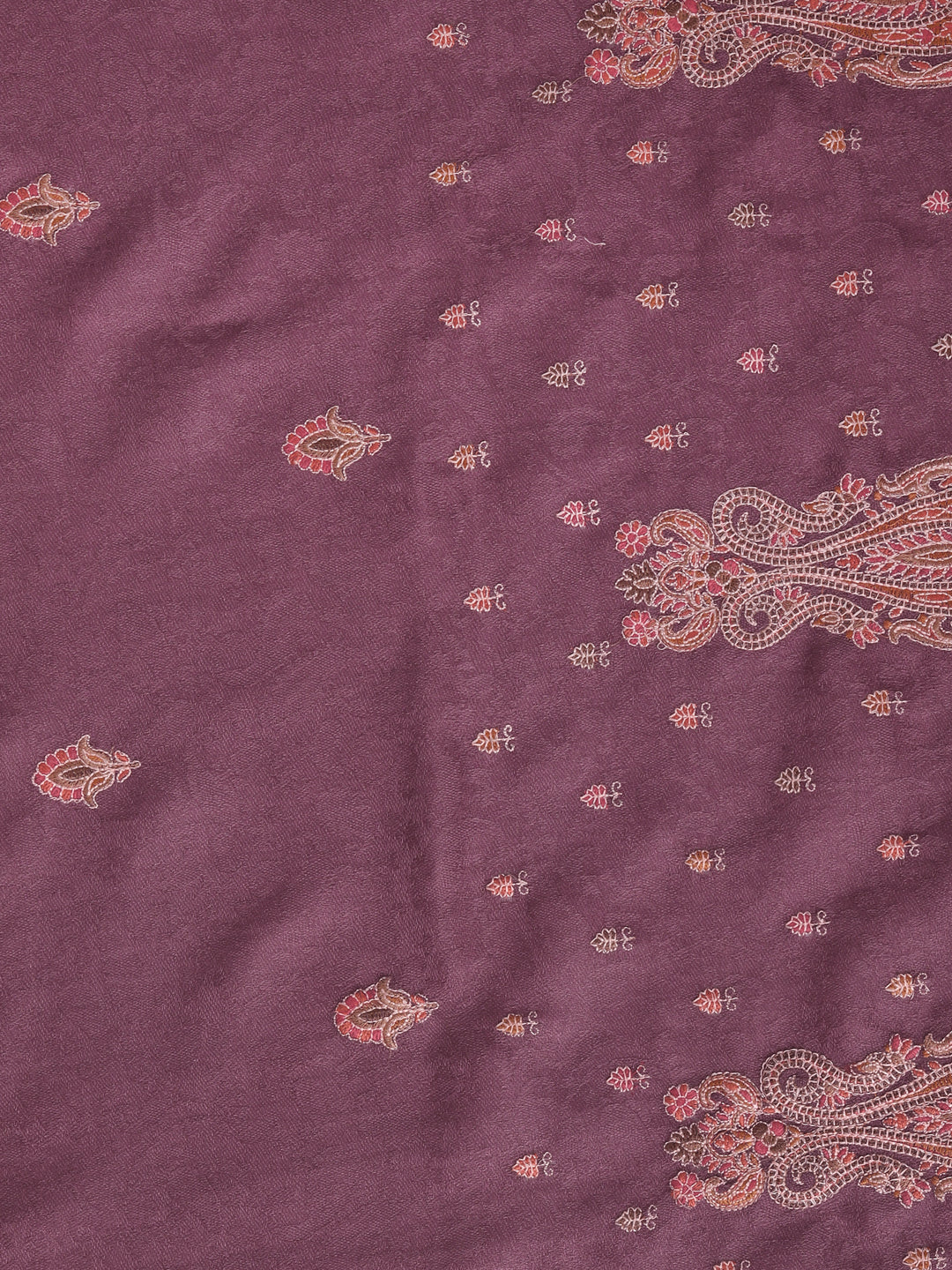 Fine Embroidery Paper Mache Kashmiri Wool Stole | Mauve - Zamour