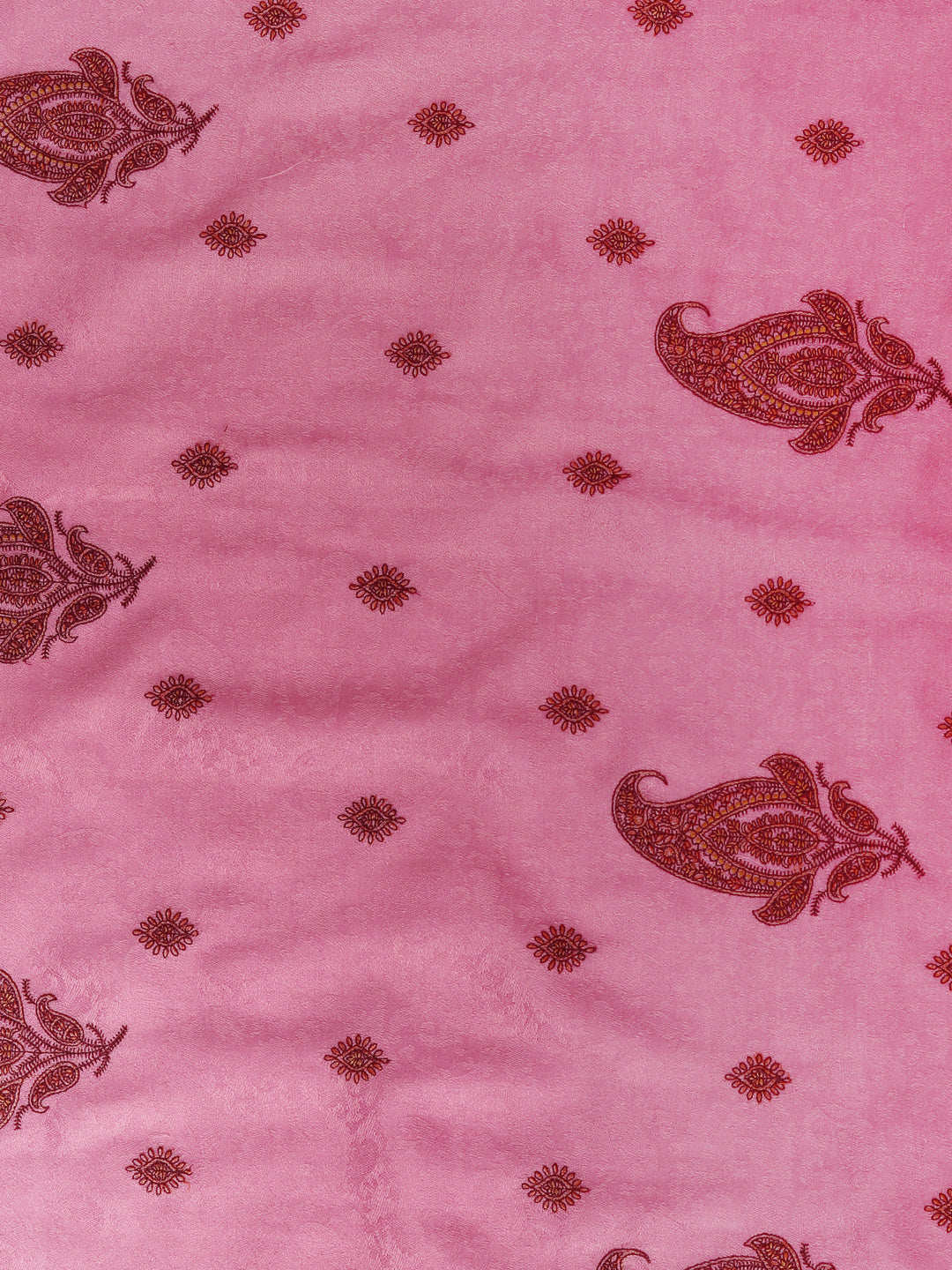 Fine Embroidery Paper Mache Kashmiri Wool Stole | Pink - Zamour