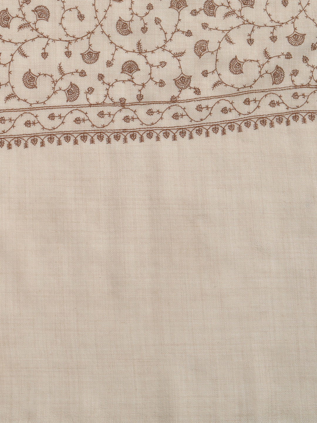 Fine Sozni Jaal Embroidery Kashmiri Wool Shawl | Beige - Zamour