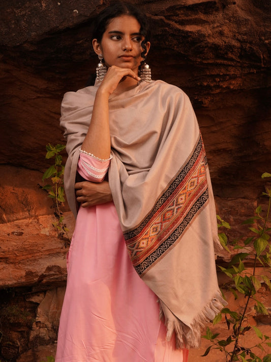 Kullu Stripes Himalayan Shawl | Grey