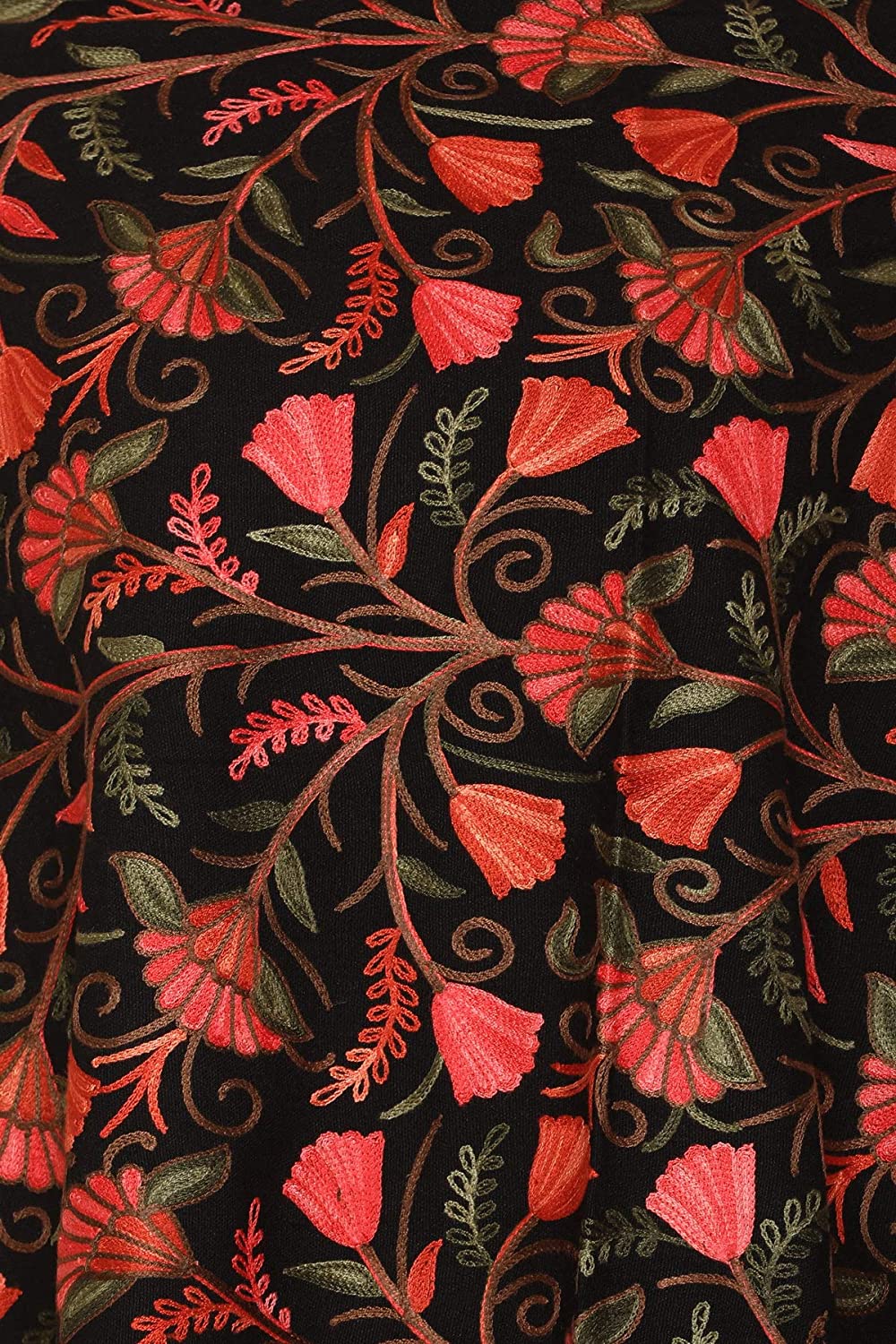 Kashmiri Aari Embroidery Woollen Stole | Black - Zamour