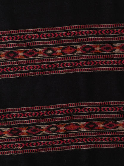 Men's Traditional Kullu Weave Himalayan Shawl | Black - Zamour