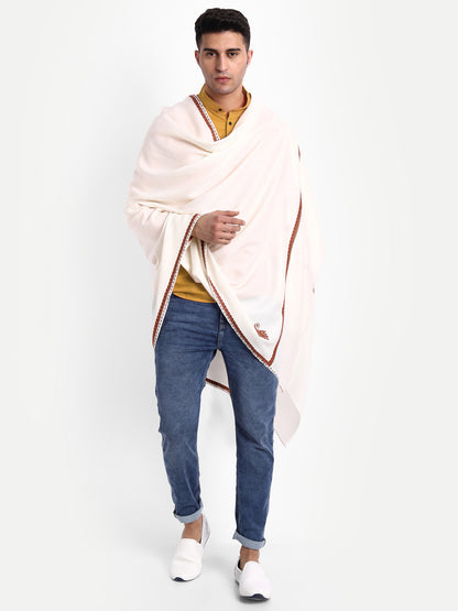 Traditional Shawl with Fine Needle Kashmiri Border - Zamour