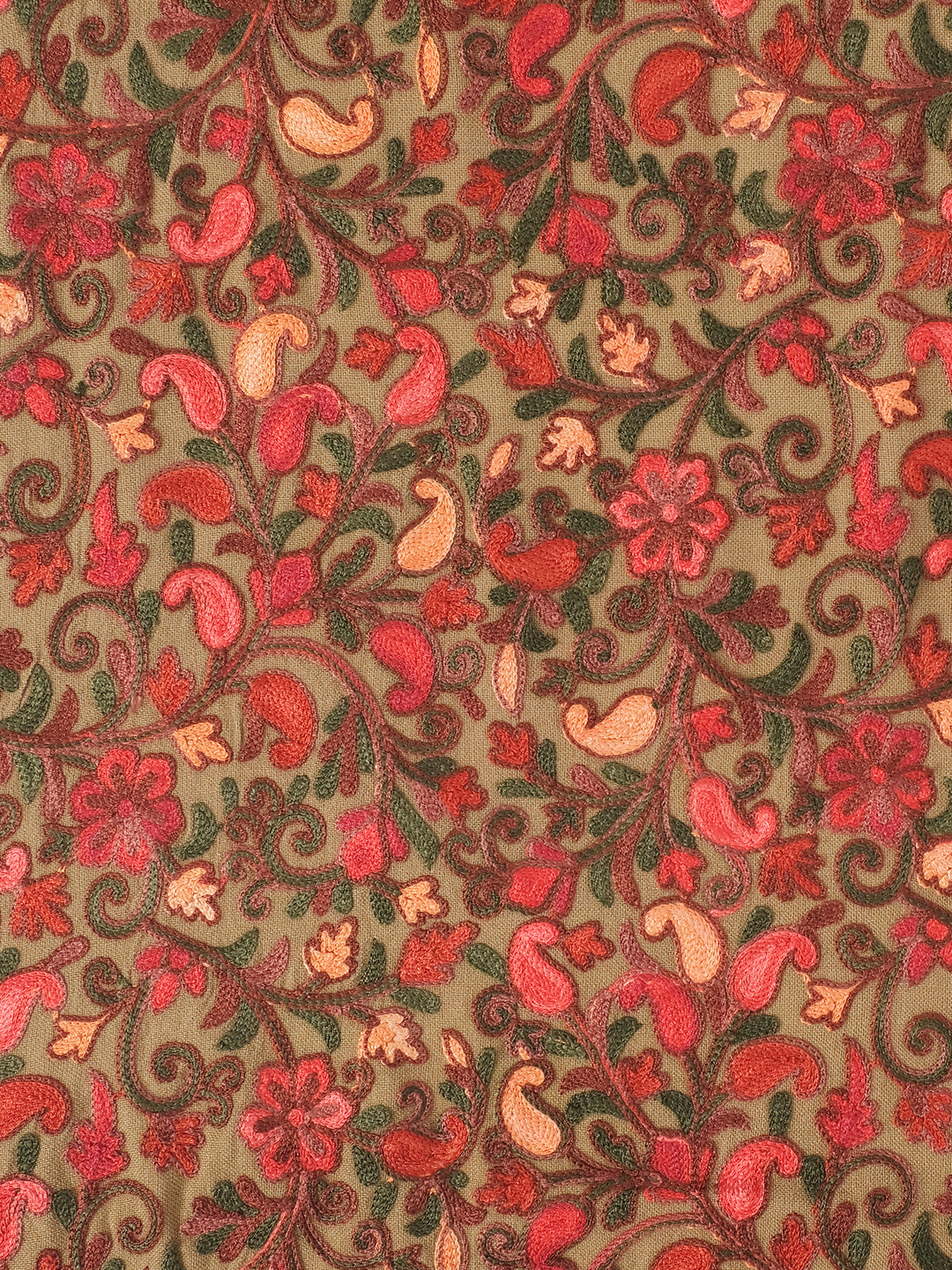 Punjabi Stole with Kashmiri Aari Jaal Embroidery | Brown - Zamour